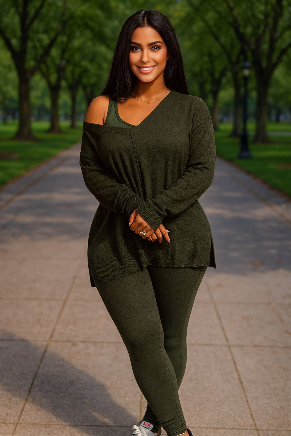 3pc  Sweater Set Olive