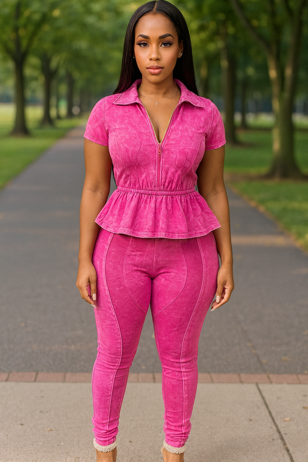 Peplum Mineral Set Fuchsia