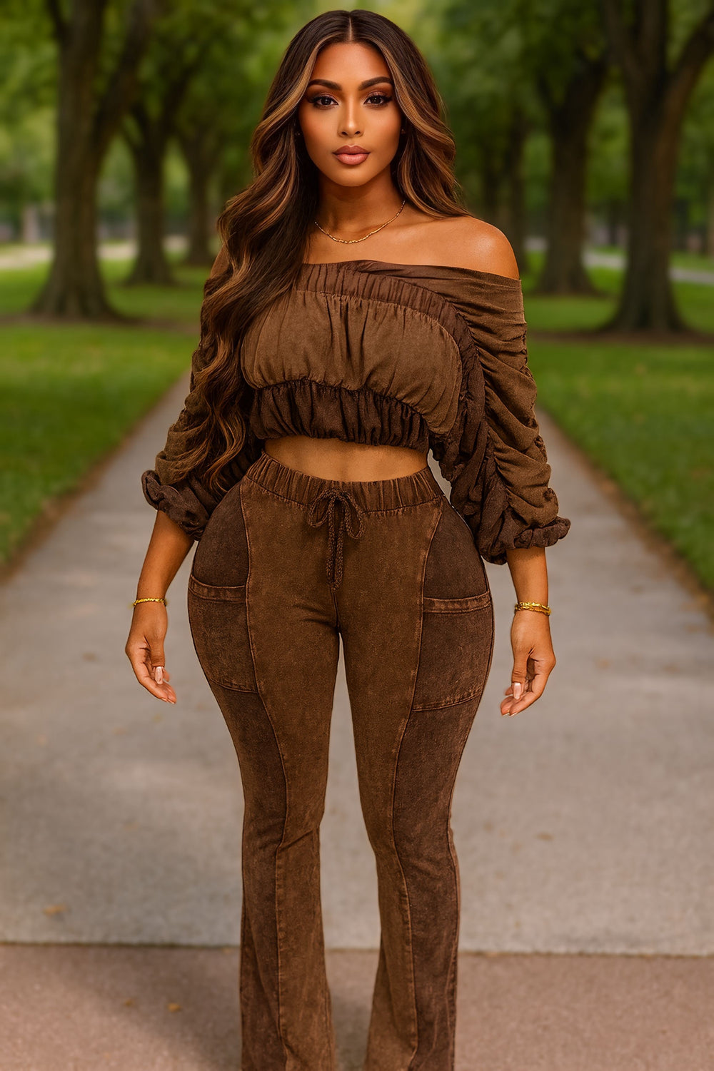 Ruched Mineral Set Espresso