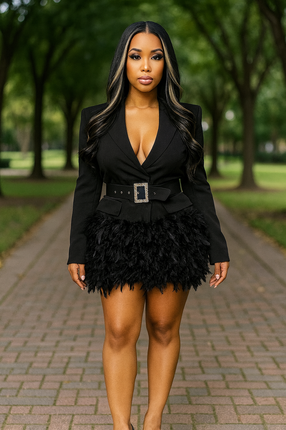 Feather Blazer Dress