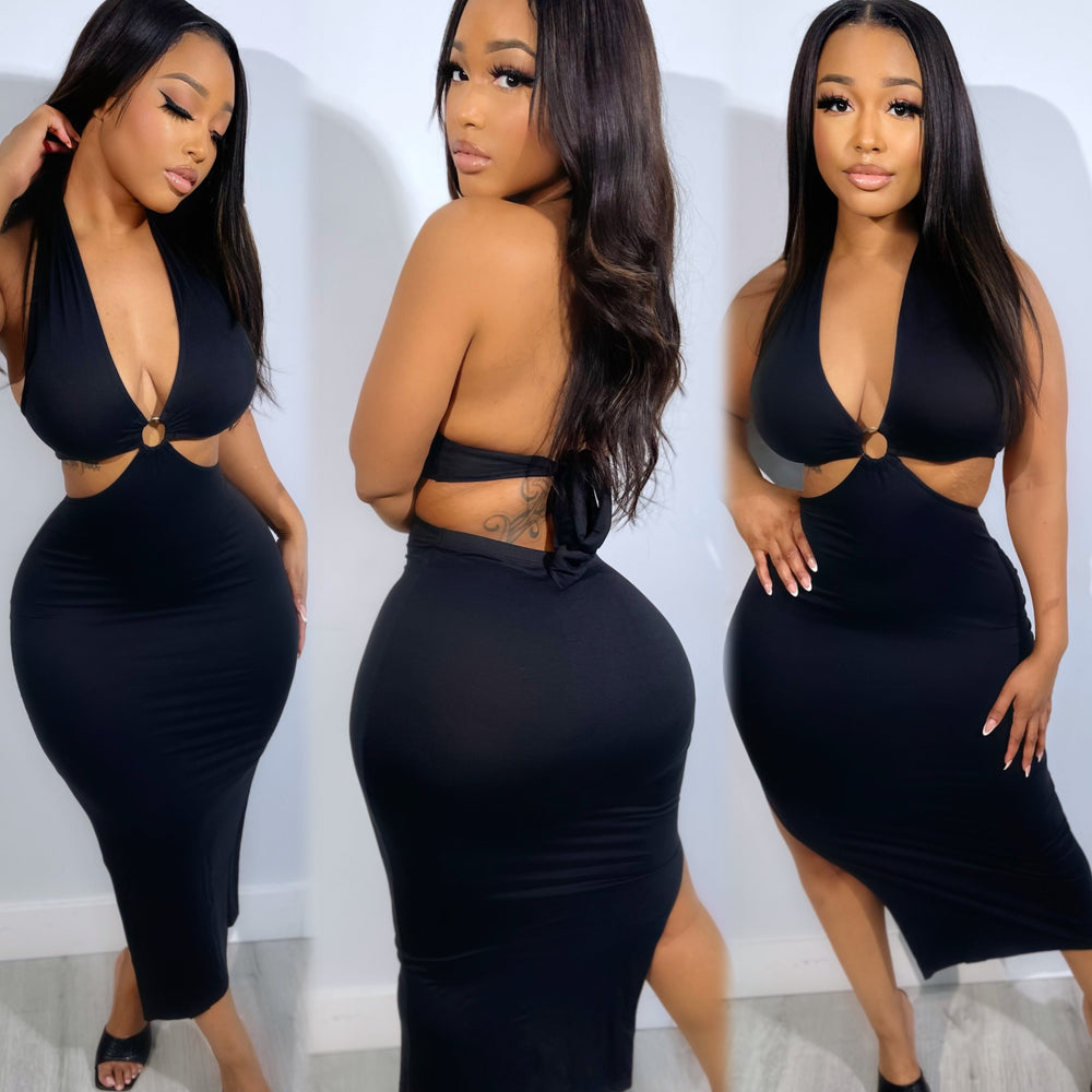 Halo Midi Dress Black
