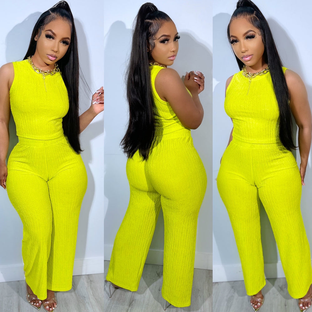 Relaxed Palazzo Set Lime
