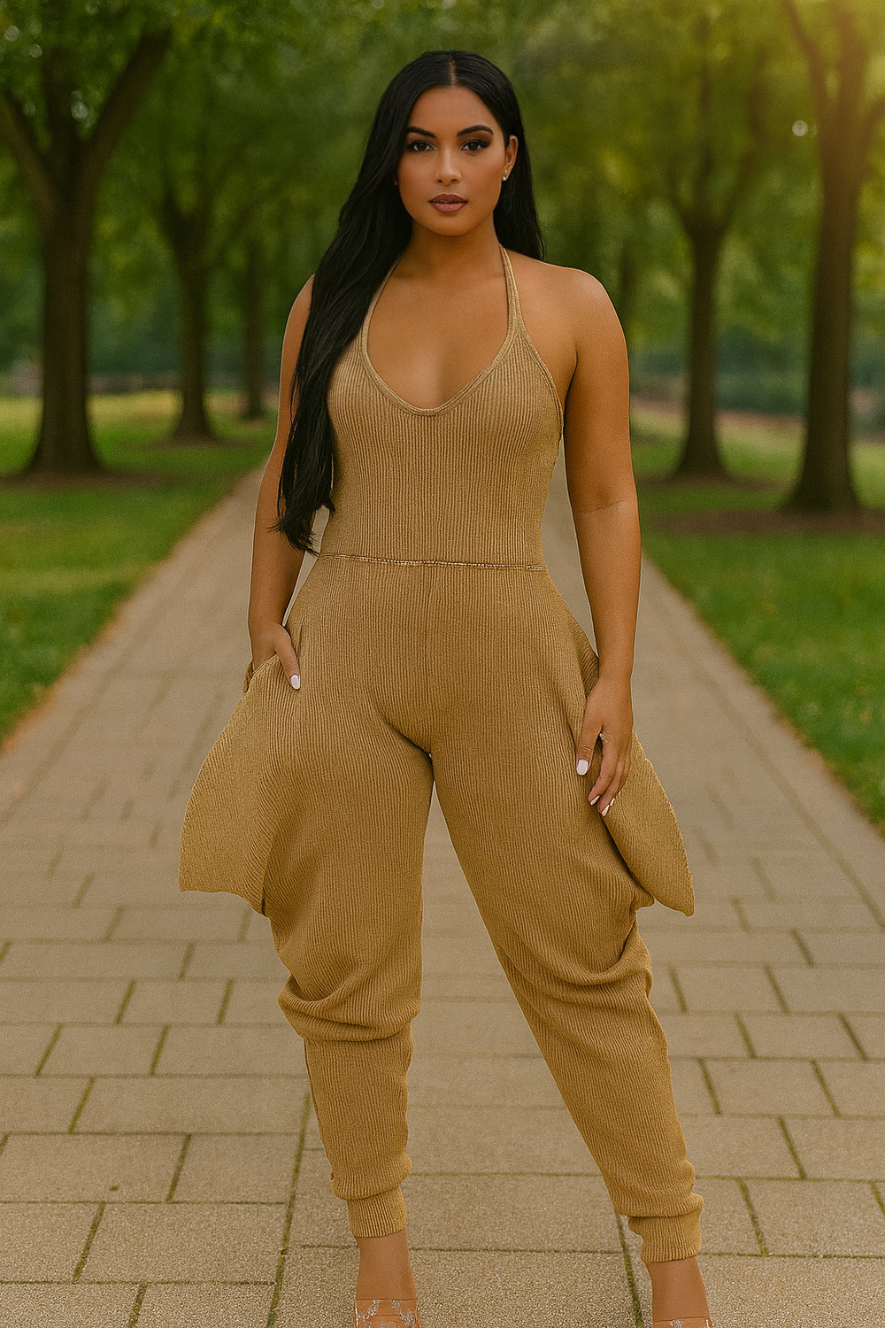 Harem Mineral Jumpsuit Mocha