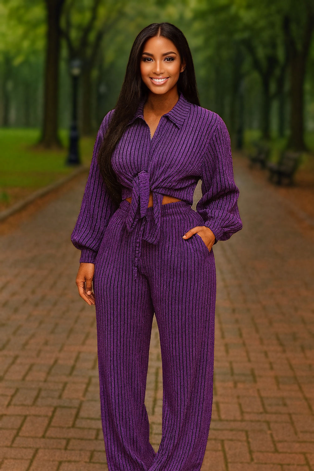 Soft Pleated Set Purple