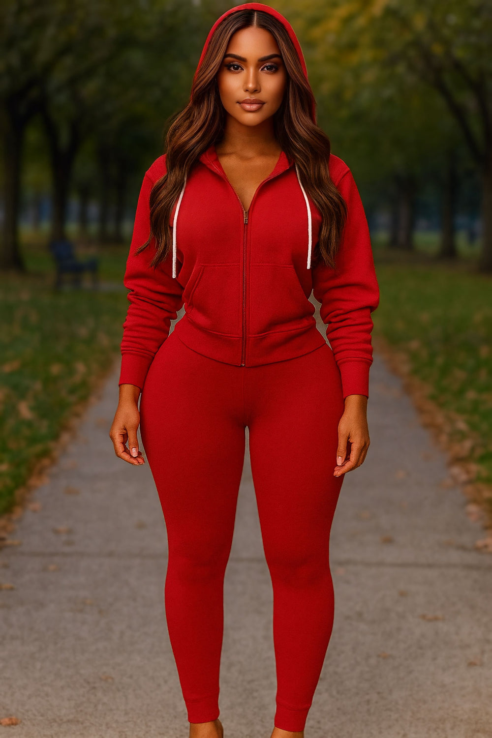 Hoodie Solid Set Red