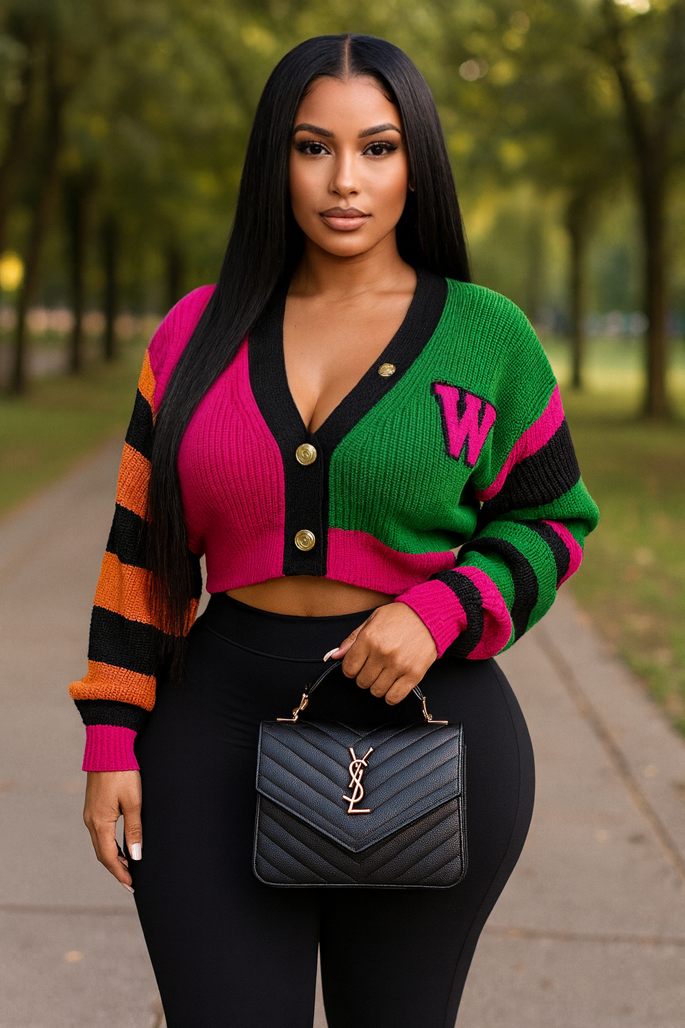 Colorblock Crop Sweater Pink