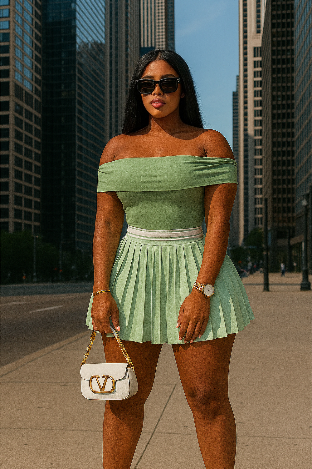 Preppy Pleated Set Mint