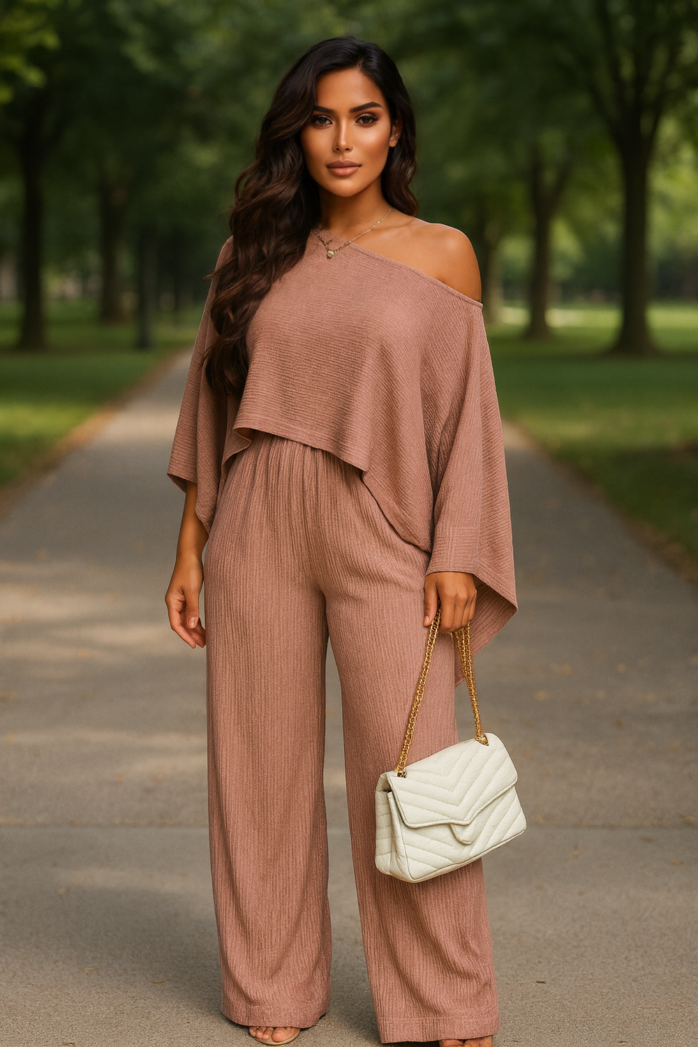 Kimono Pleated Set Taupe