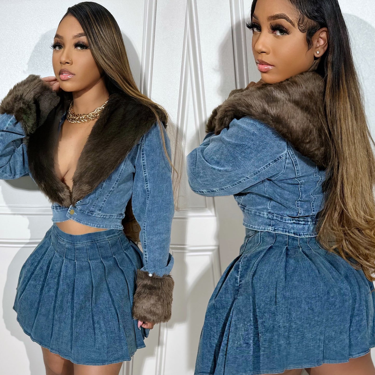 
                  
                    Fox Denim Fur Jacket
                  
                