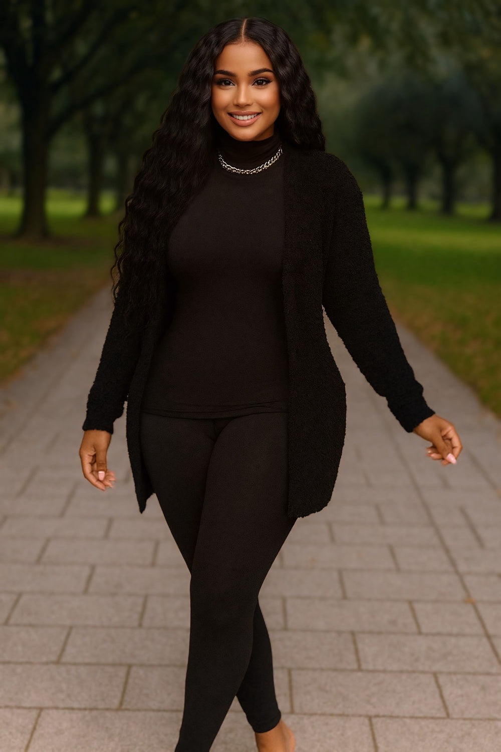 3pc Cardigan Set Black