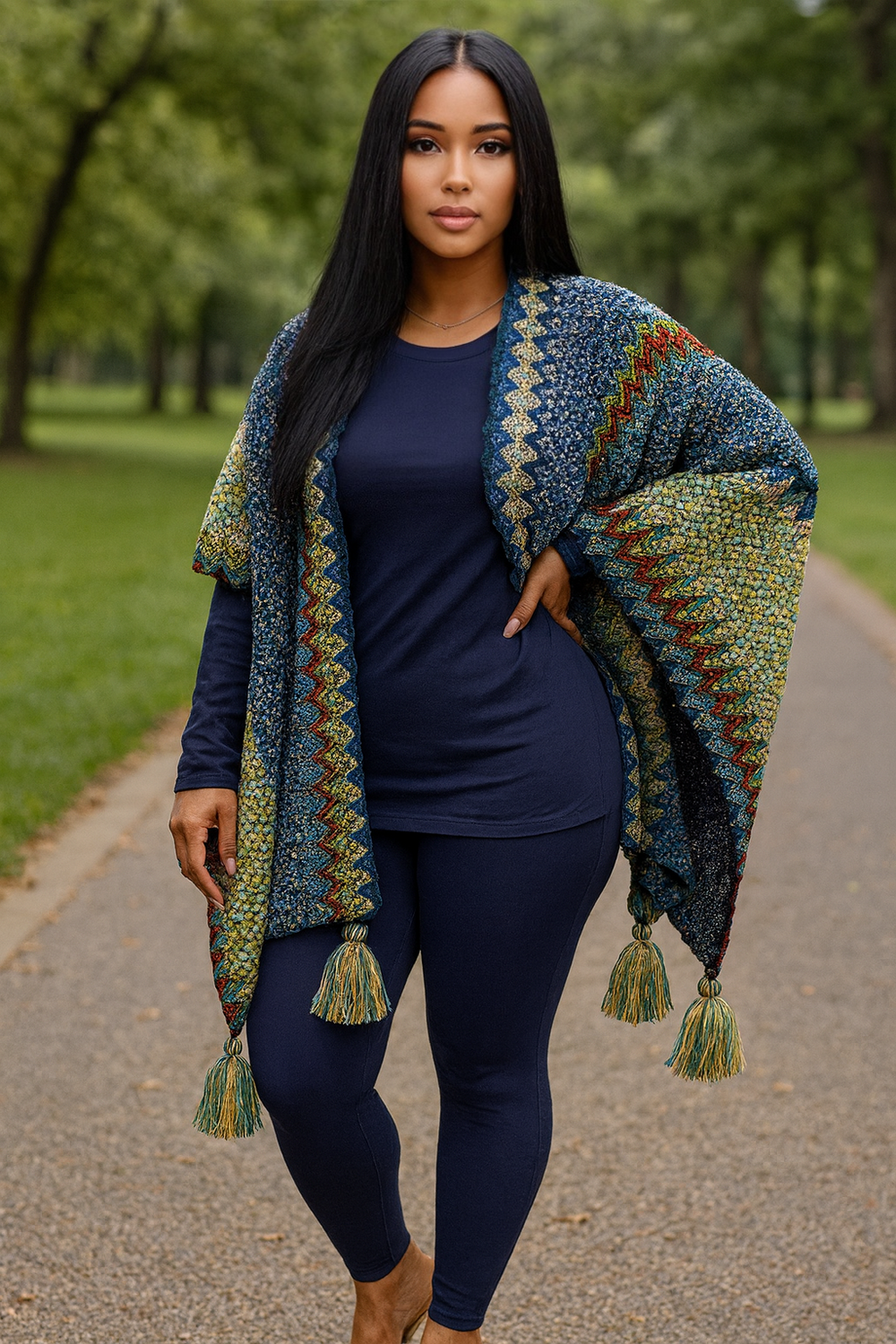 Crochet Poncho Navy
