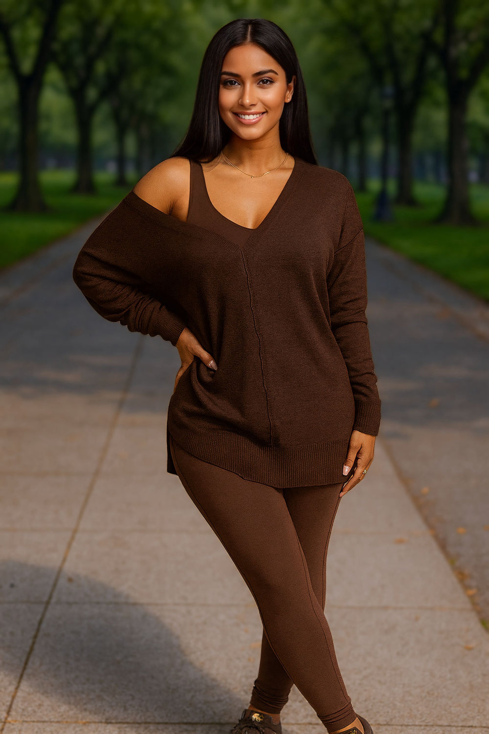 3pc  Sweater Set Chocolate