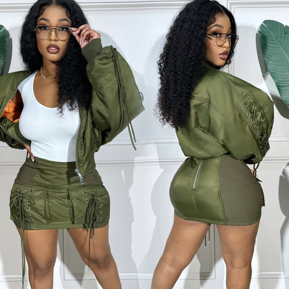 Laced Bomber Skirt