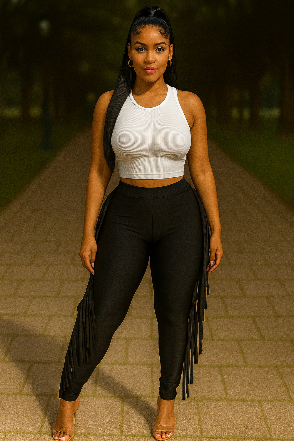Fringe Pants Black