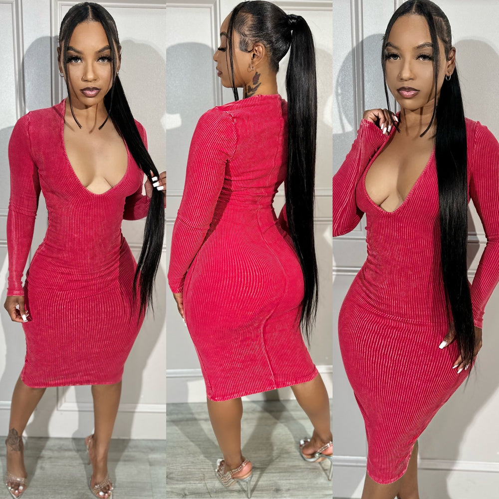 Mineral Wash Midi Red