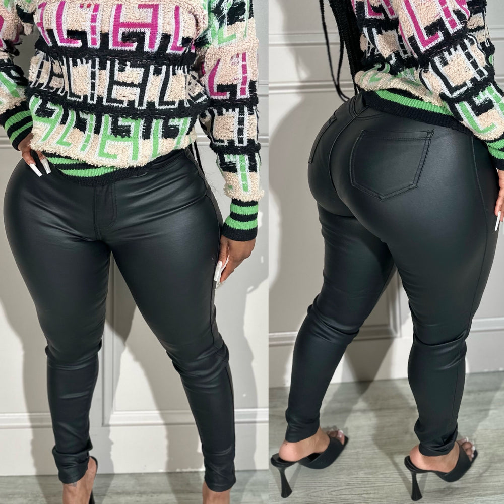Coated Pants Black