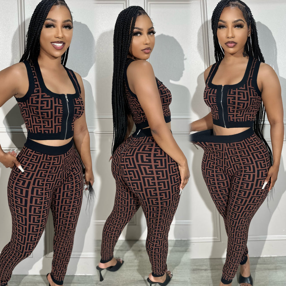 Gia Knit Set Brown