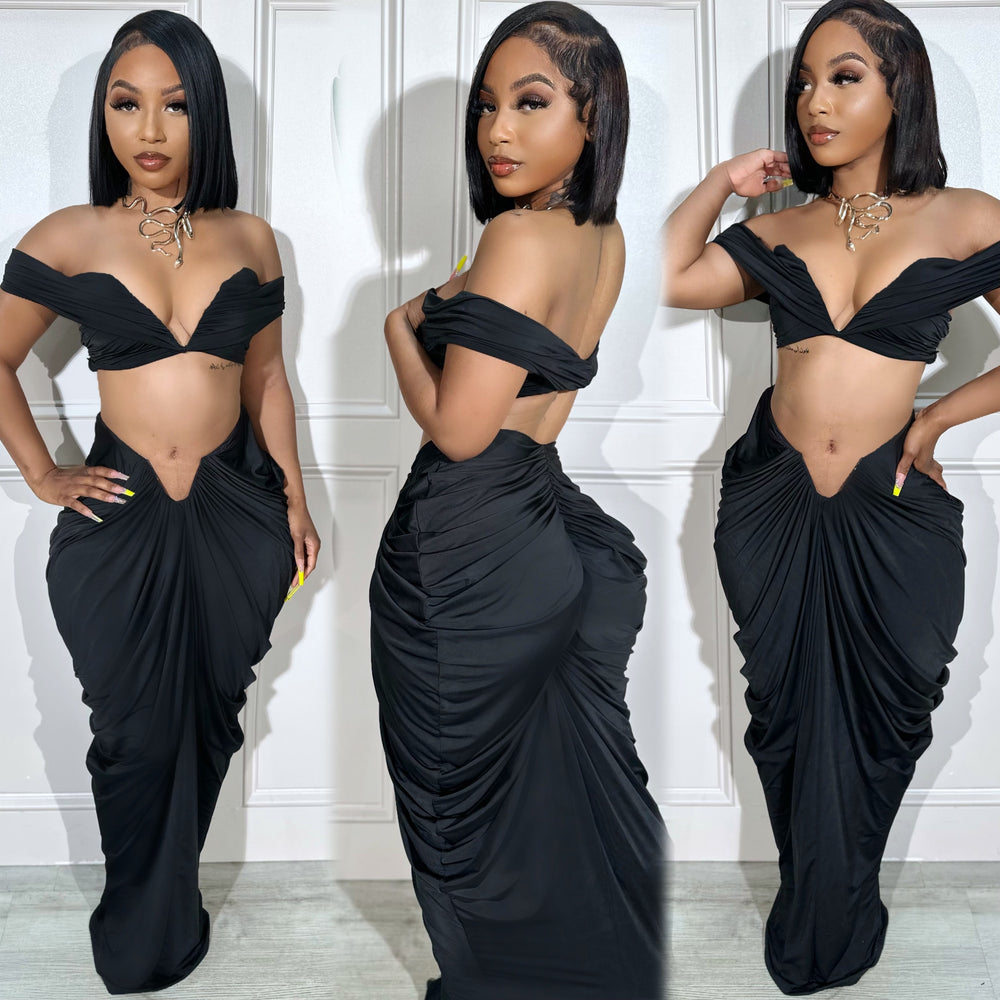 Ruched Resort Set Black
