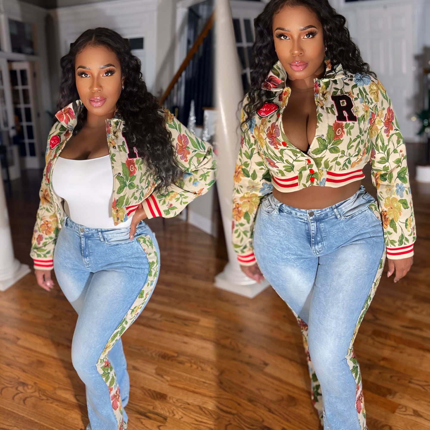 
                  
                    Floral Varsity Jeans
                  
                