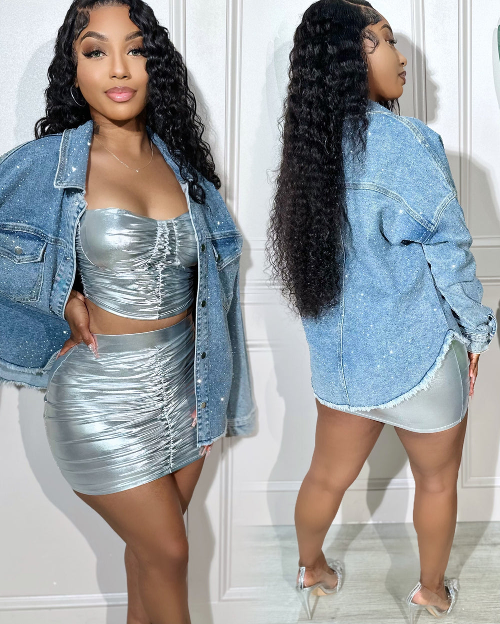 Crystal Stone Denim Jacket