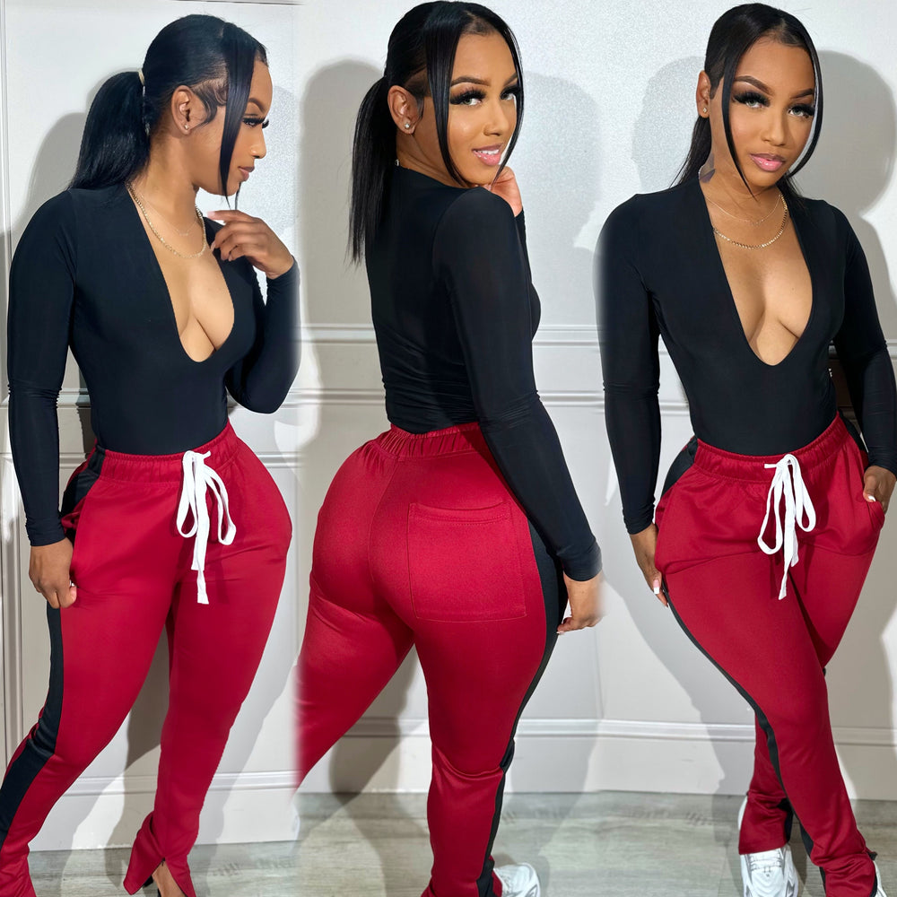 Duo Drawstring Joggers Wine