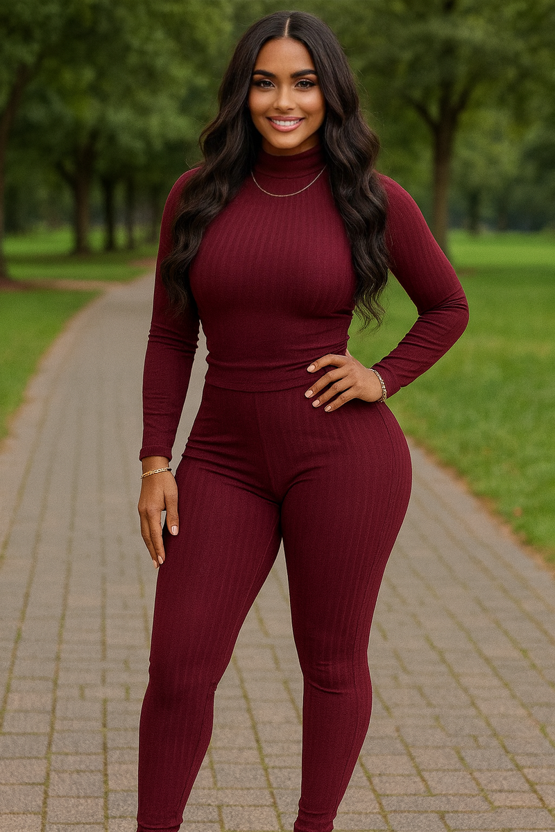 Rikki Ribbed Set Wine – Sugar Popped