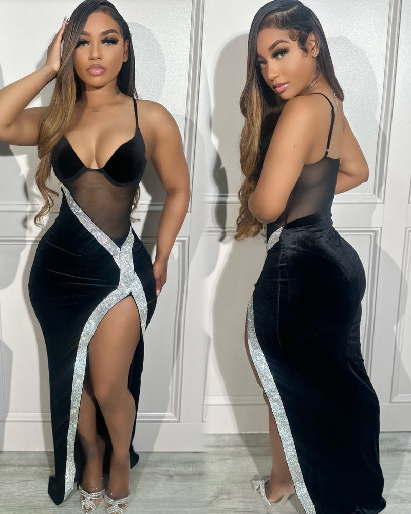 
                  
                    Velvet Crystal Dress Black
                  
                