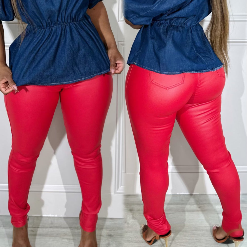 Coated Pants Red