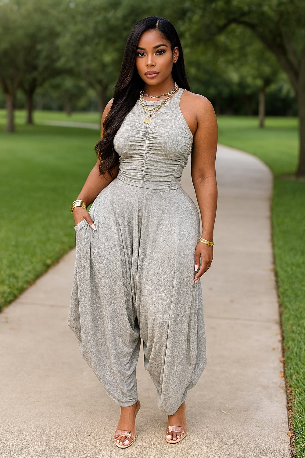 Harem Flow Set Grey