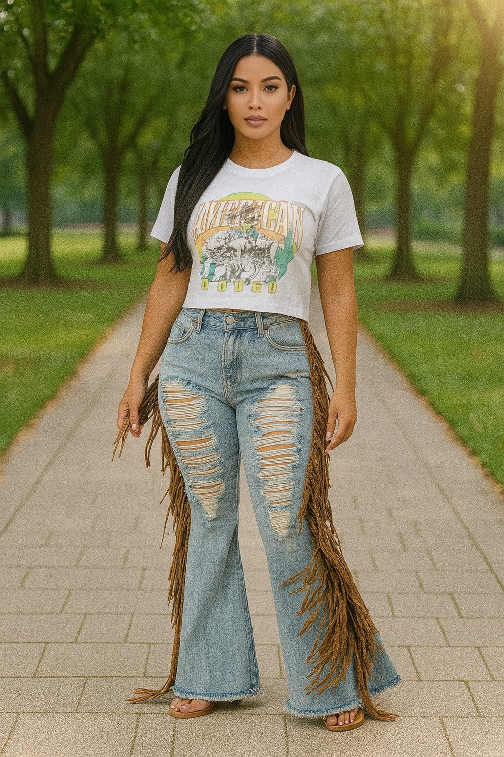 Rodeo Fringe High Waist Jeans