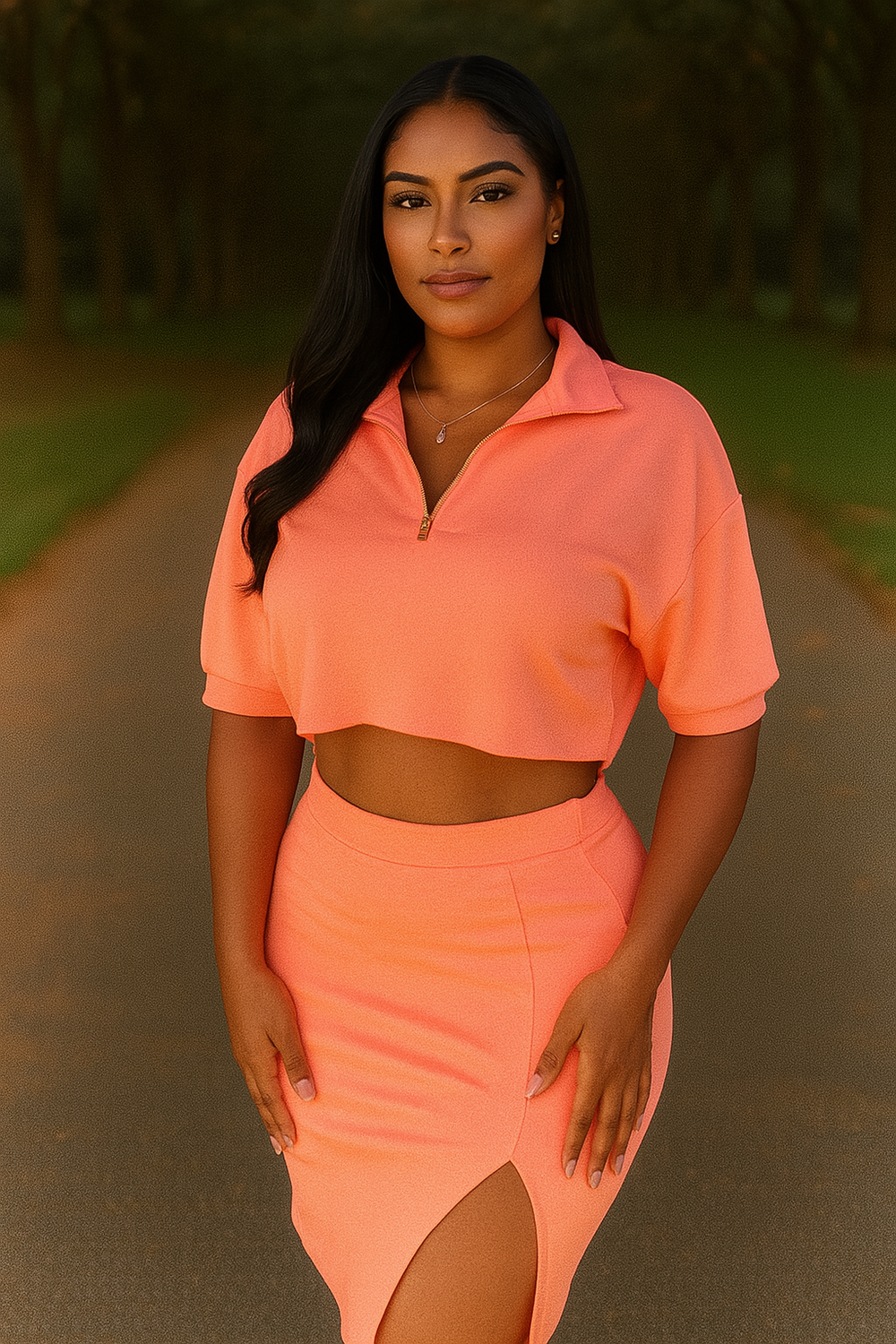 French Terry Set Neon Orange