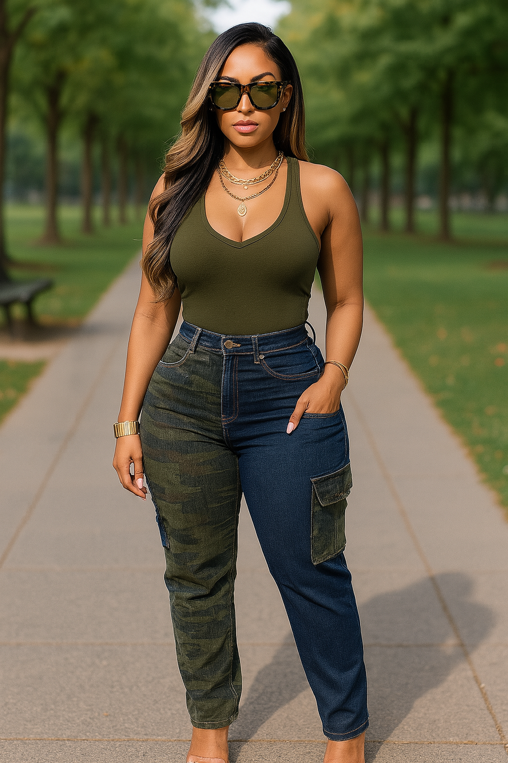 Camo Barrel Jeans