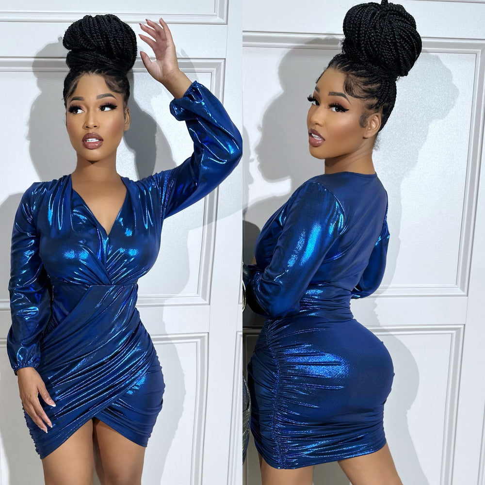 Metal Wrap Dress Royal