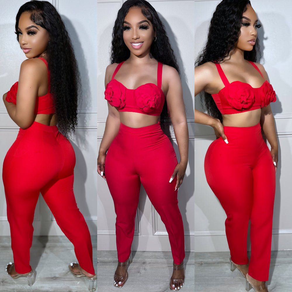 3D Bustier Set Red