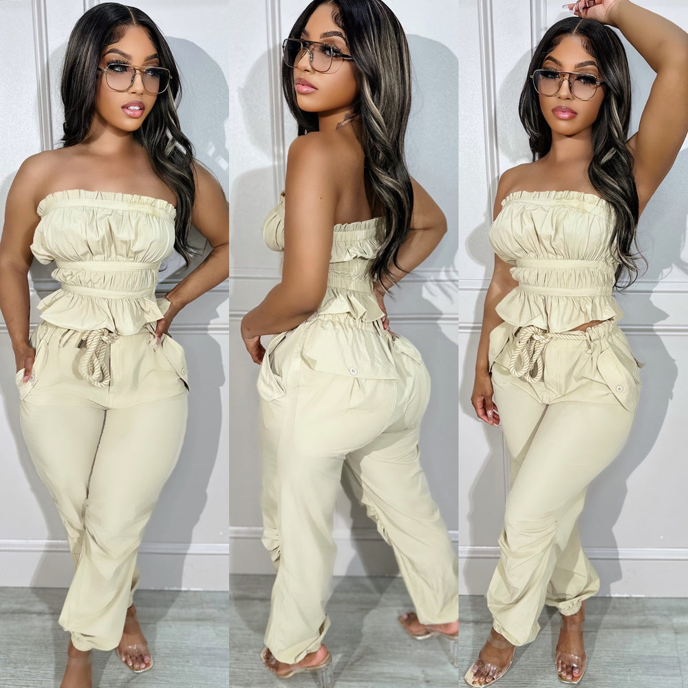 Ruched Cargo Set Nude