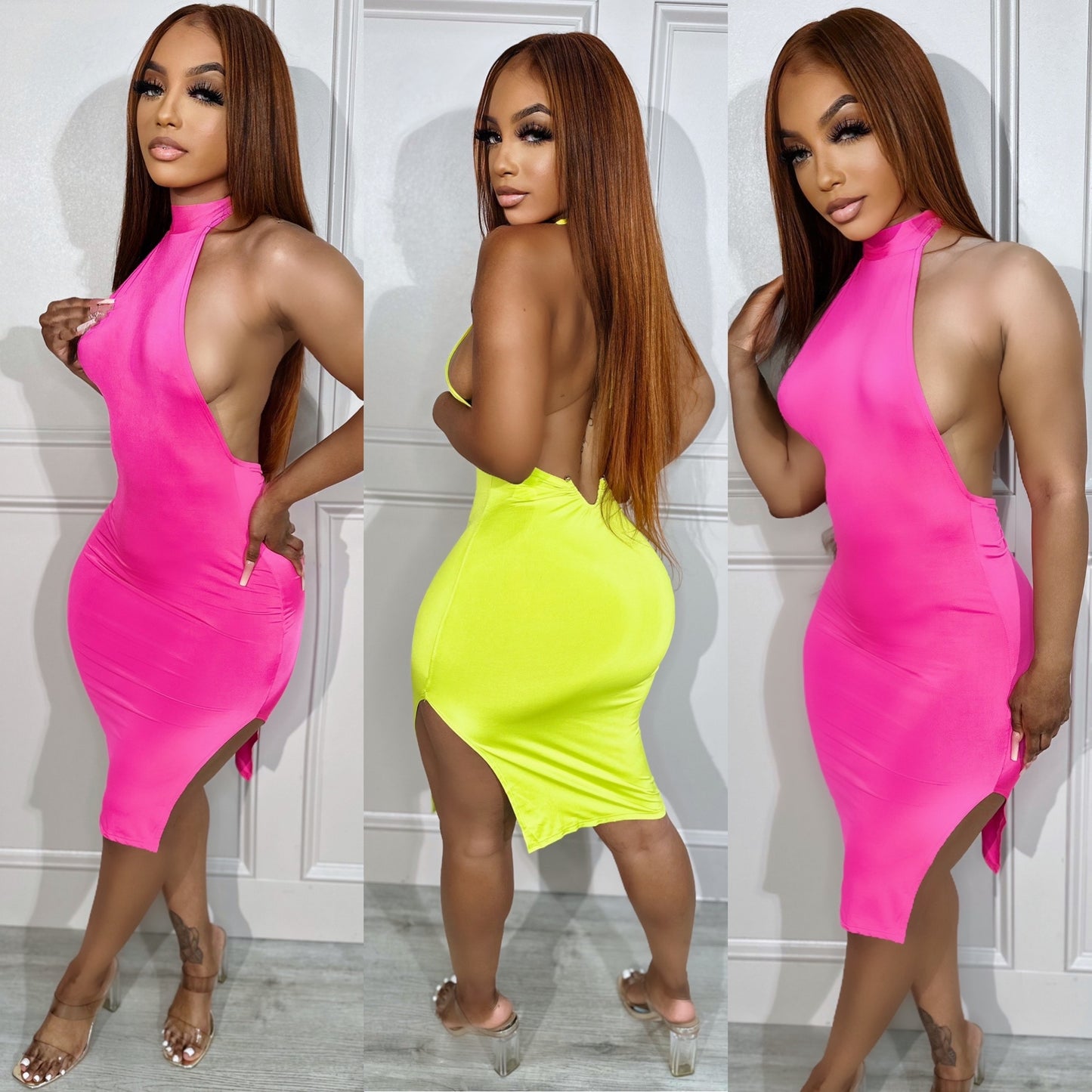 
                  
                    High Backless Dress Fuchsia
                  
                