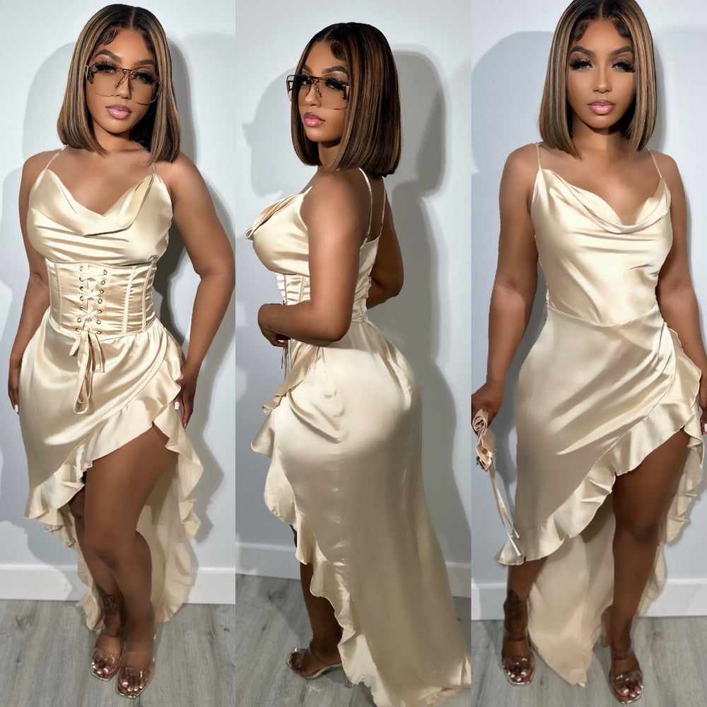 Corset Satin Dress Nude