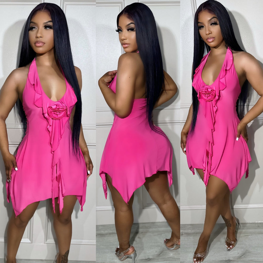 Bella Rose Dress Fuchsia