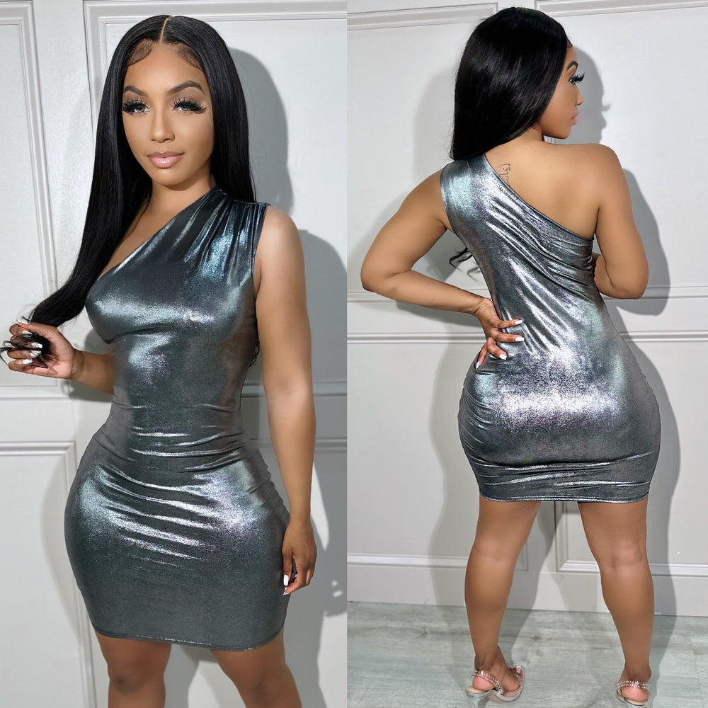 Star Metallic Dress Silver Sugar Popped Star Metallic Dress Silver Sugar Popped