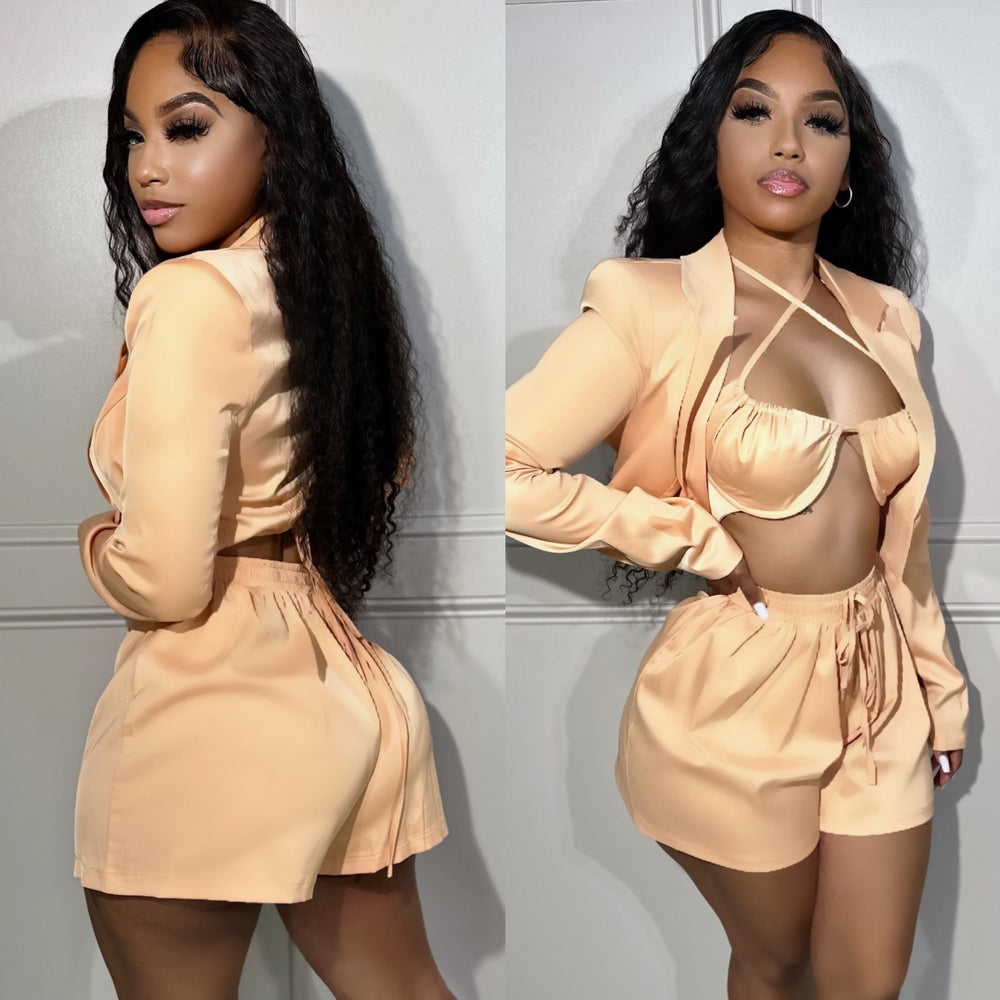 Cava Satin  Set Peach