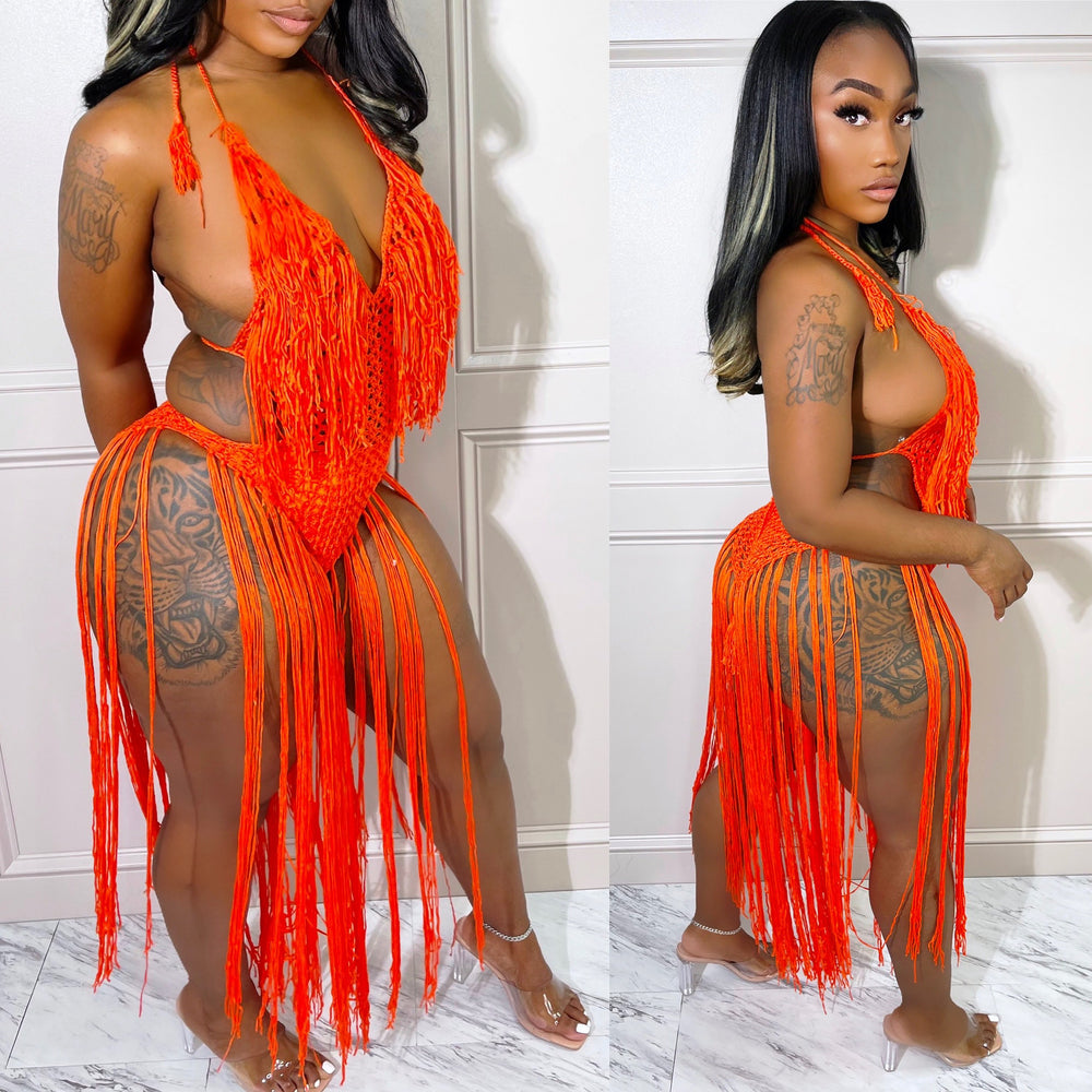 Crochet Cover Up Orange