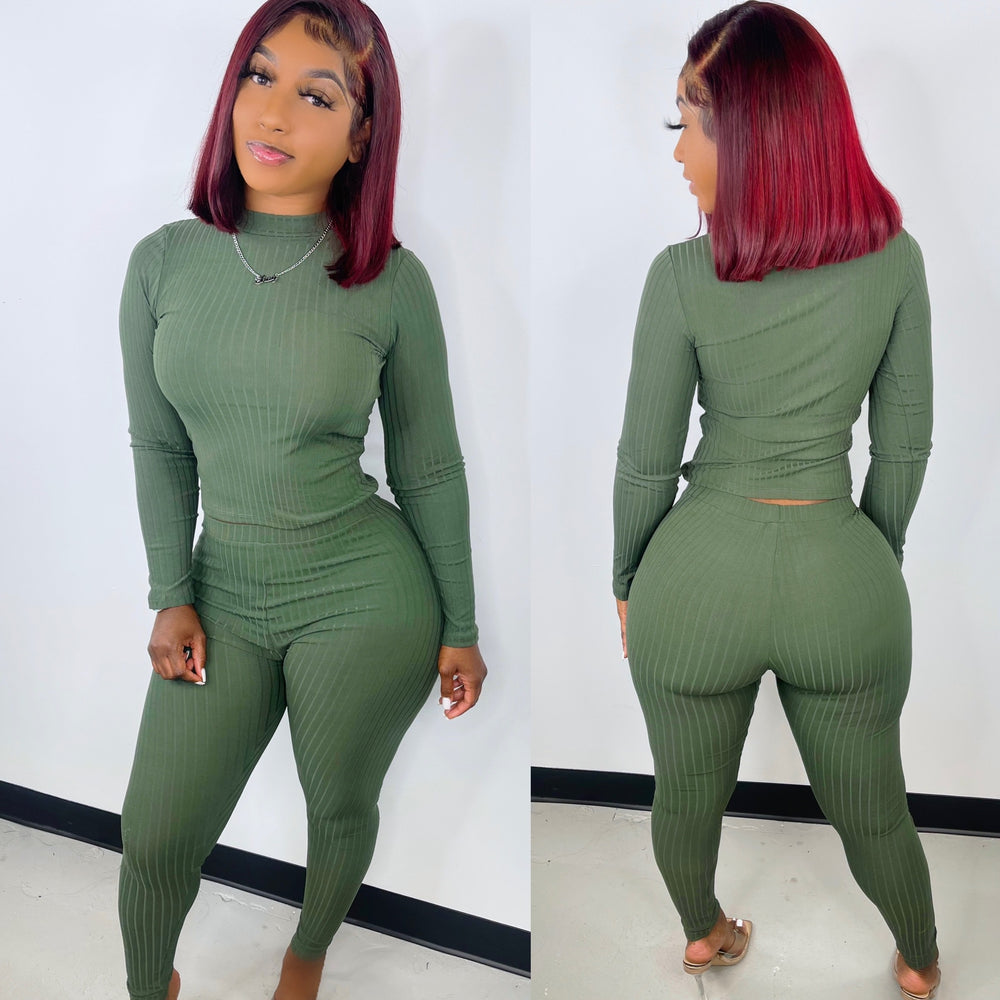 Rikki Ribbed Set Olive