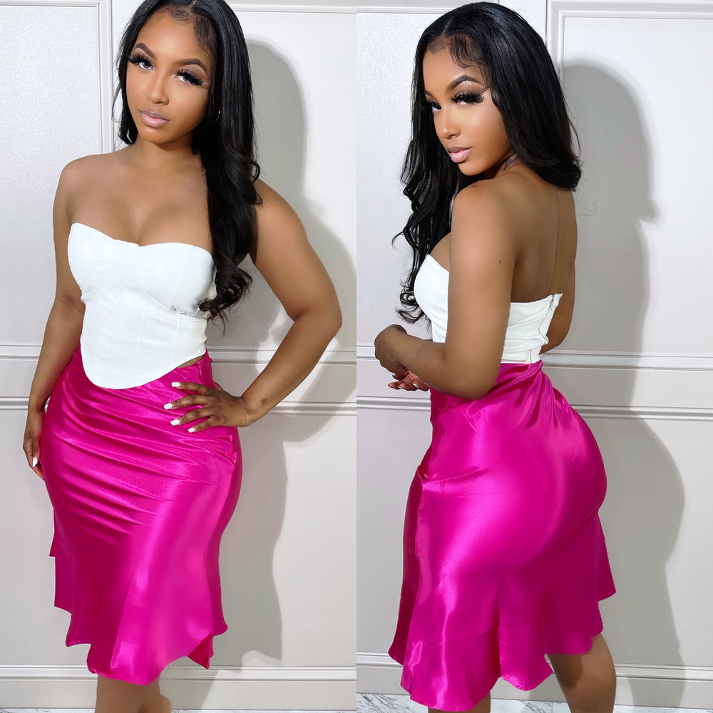 Satin Skirt Fuchsia