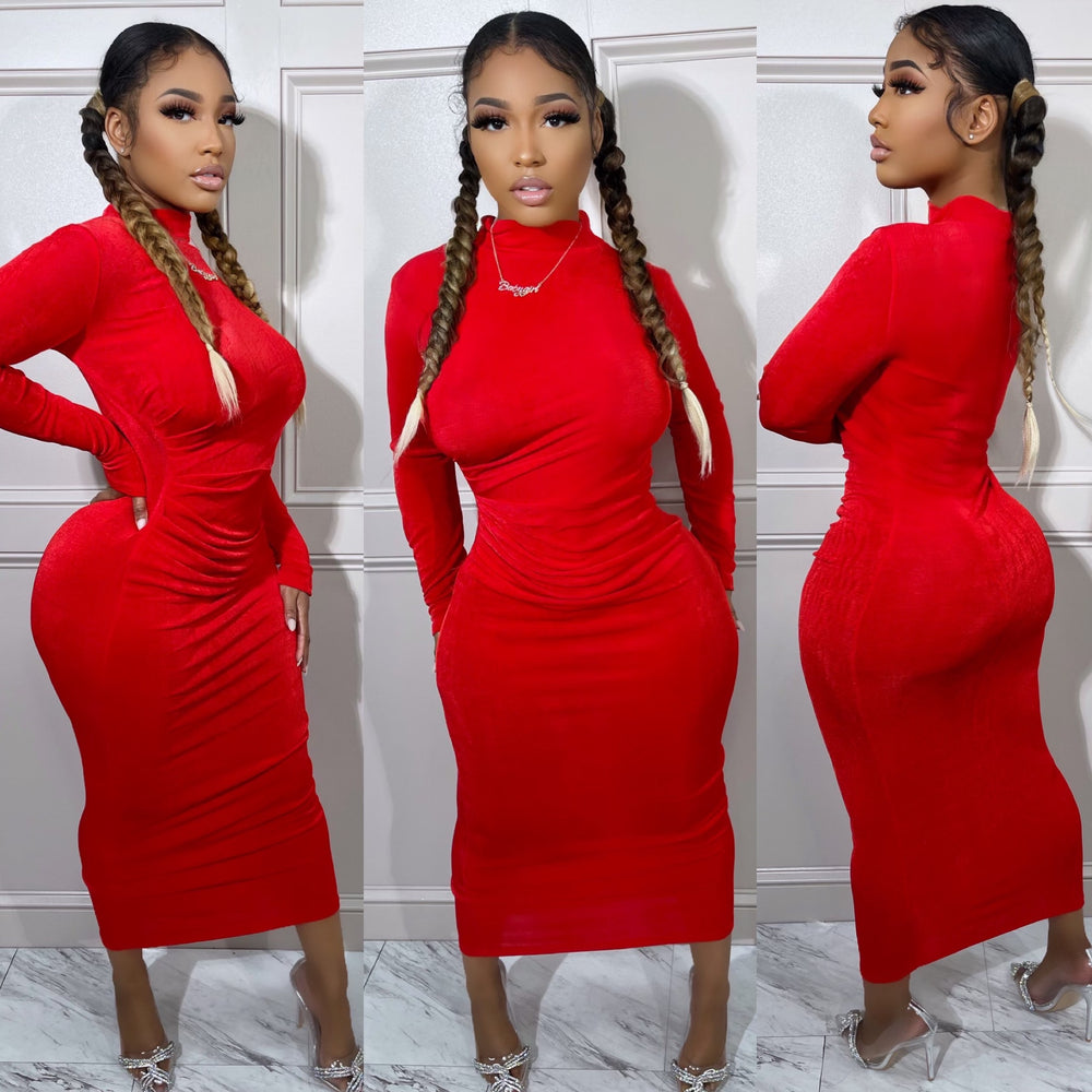 Toasty Midi Dress Red