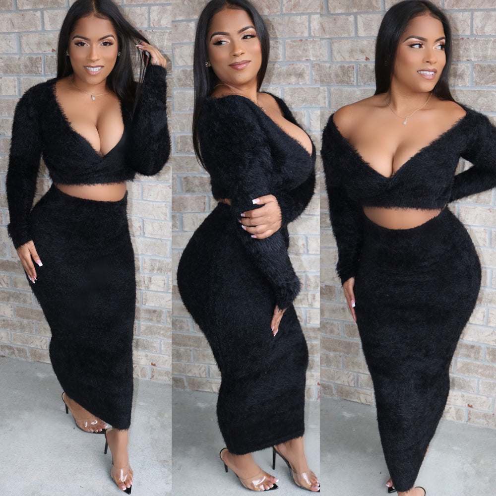 Perfectly Plush Angora Set Black