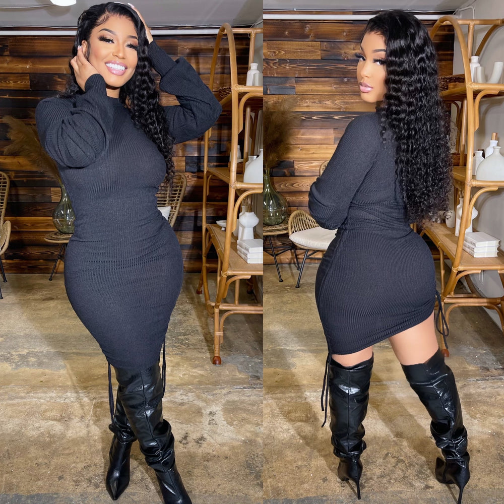 Cozy Sweater Dress Black