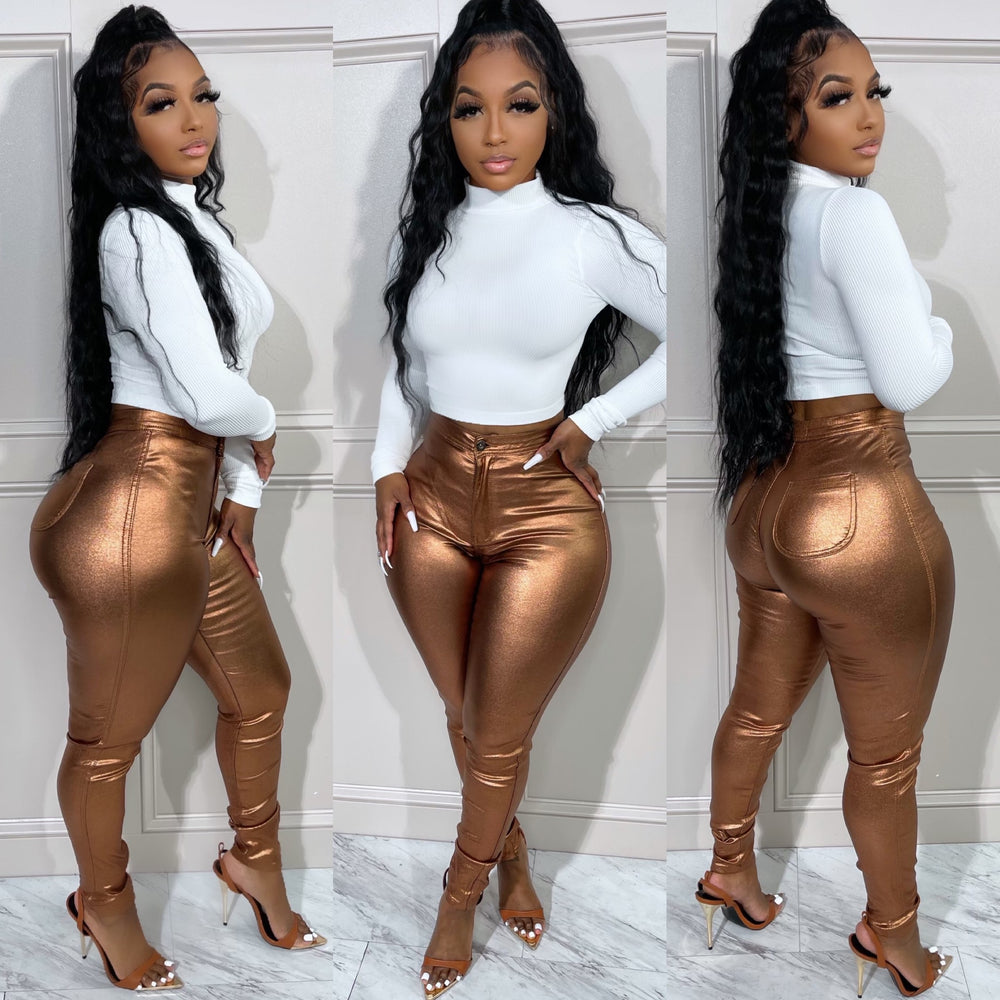Metallic Bomb Pants Bronze