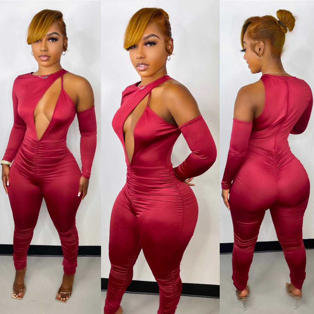 Sweet Danger Jumpsuit Wine
