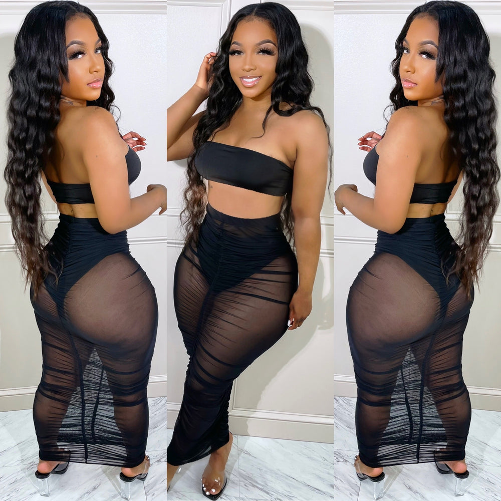 Mesh Midi Cover Up Black