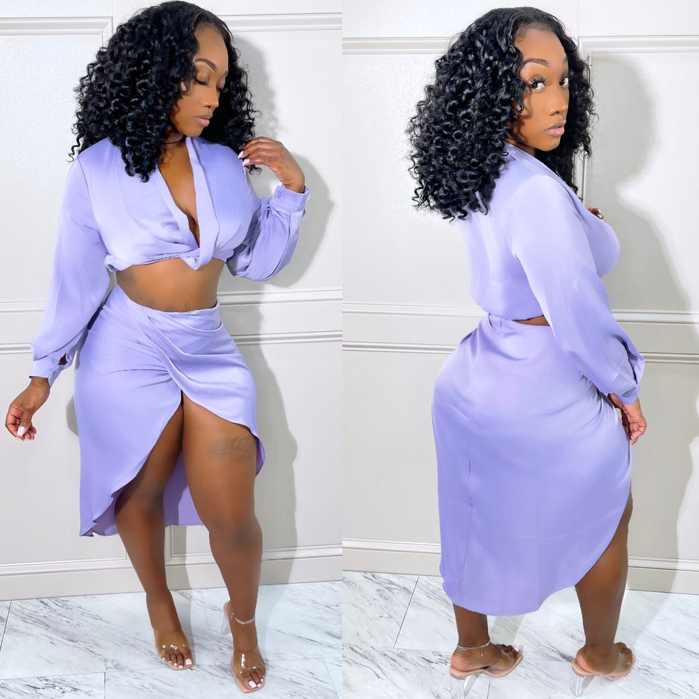 Satin Wrap Set Lilac